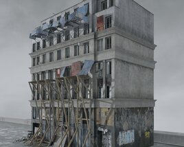 Destroyed Urban Building Standing 3Dモデル
