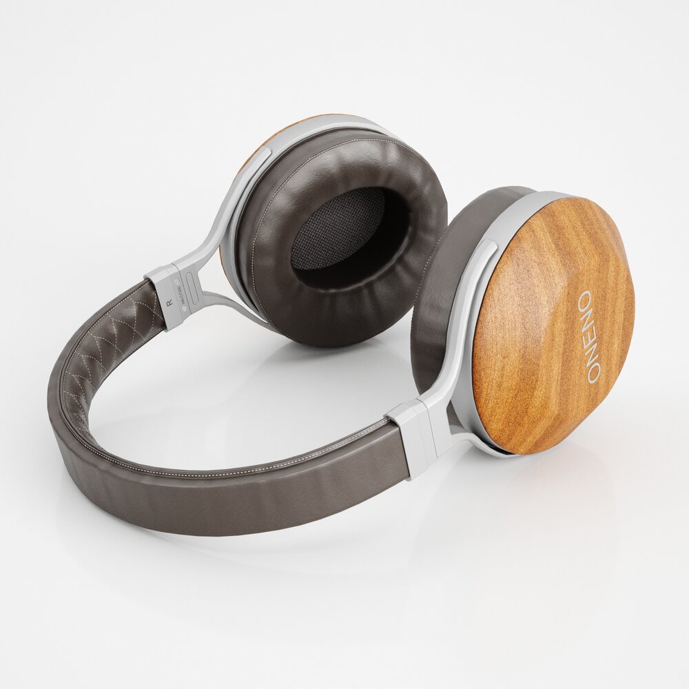 Wooden Finish Over-Ear Headphones 3D model
