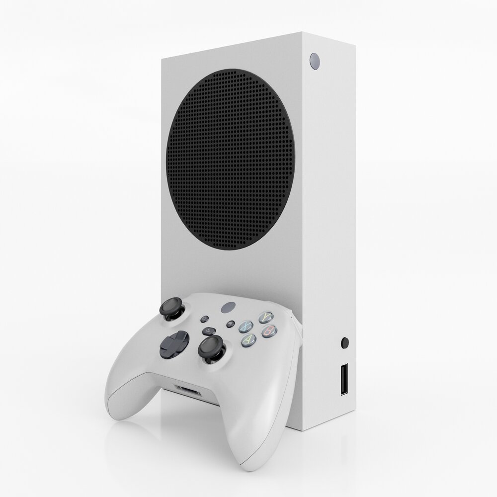White Gaming Console and Controller 3D model
