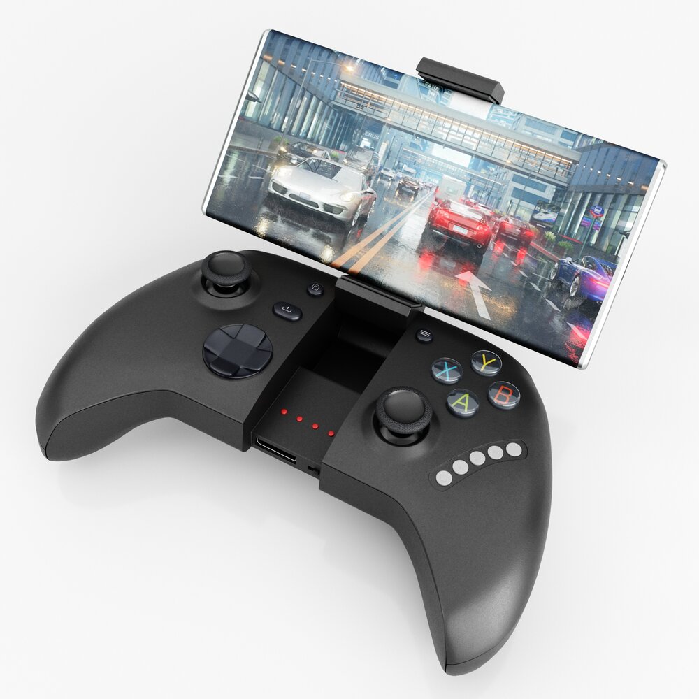 Mobile Gaming Controller with Attached Smartphone 3D модель