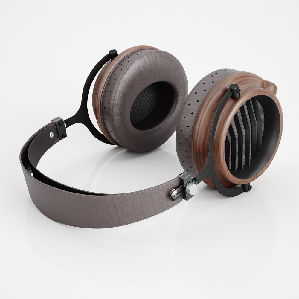 Vintage-Style Wooden Headphones 3D model