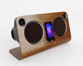 Wooden Speaker Dock with Smartphone Modello 3D