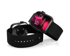 Smartwatch with Black Strap 3D-Modell