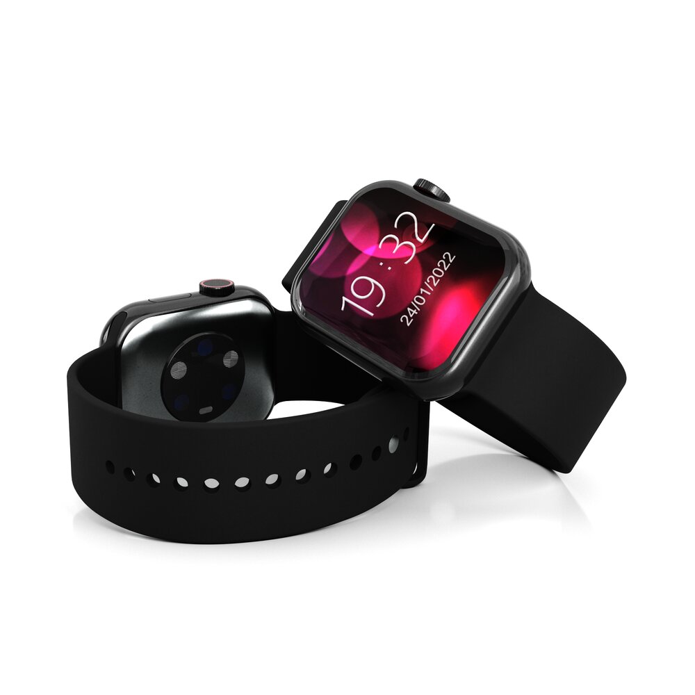 Smartwatch with Black Strap 3D 모델 