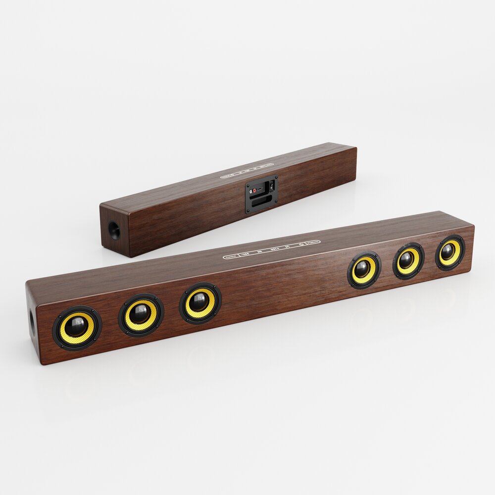 Wooden Soundbar Speaker 3D модель