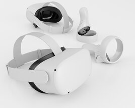 Virtual Reality Headset and Controllers 3D model