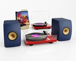 Modern Vinyl Record with Speakers 3Dモデル
