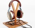Wooden Headphone Stand with Headphones 3D-Modell