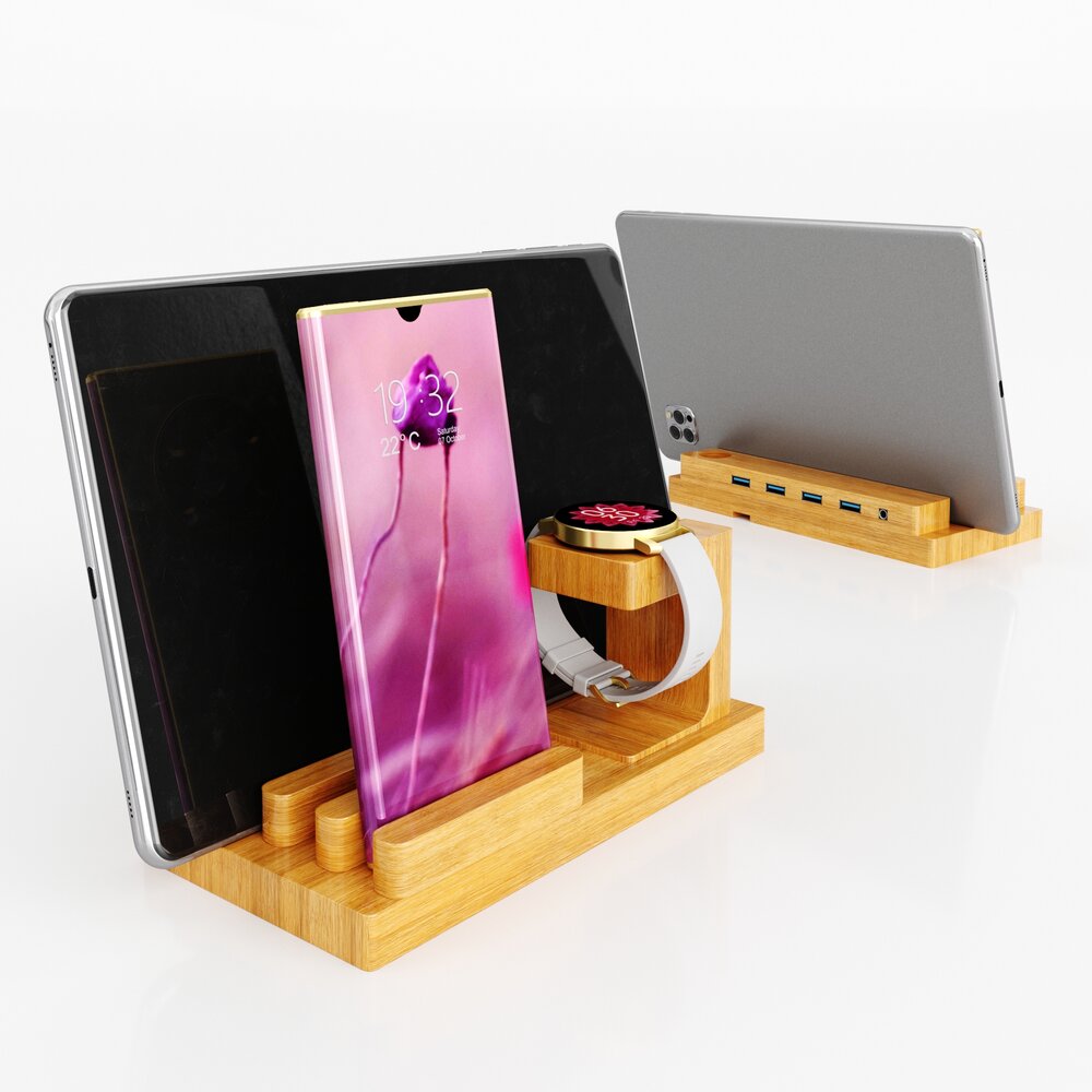 Docking Station with Phone, Tablet and Smartwatch 3D 모델 