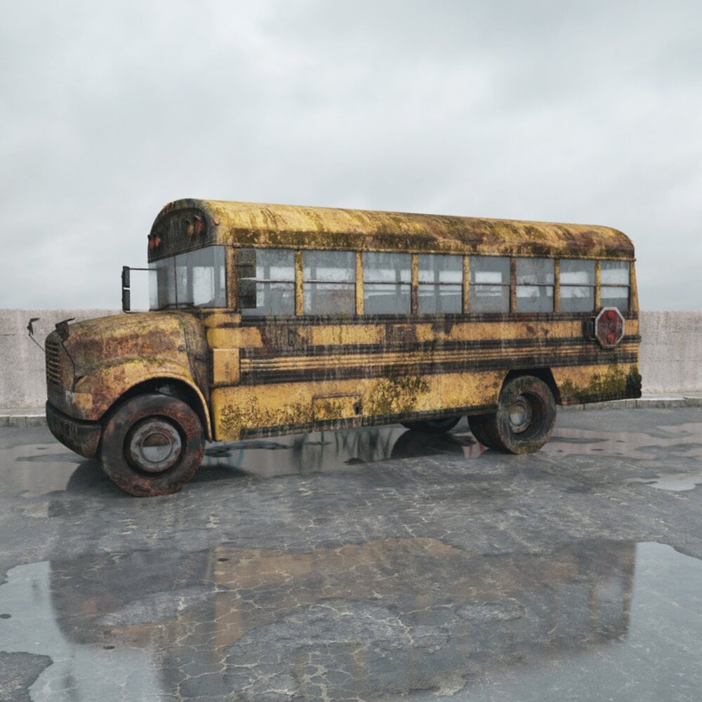 Abandoned School Bus Modelo 3d