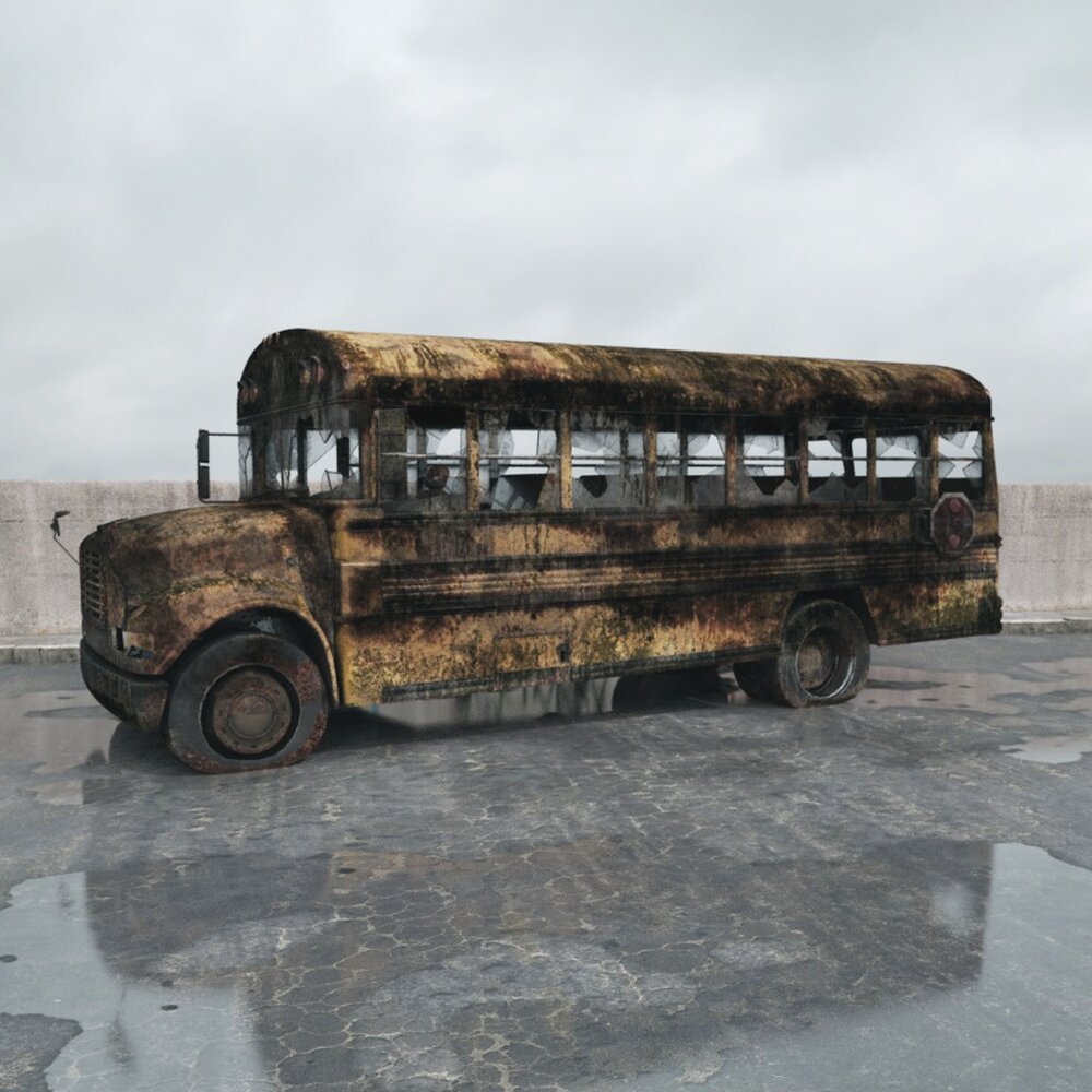 Abandoned School Bus 02 Modèle 3D