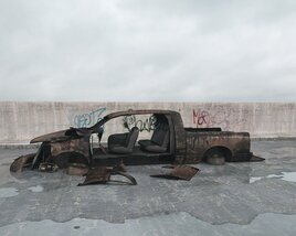 Abandoned Destroyed Pickup Truck 3D модель