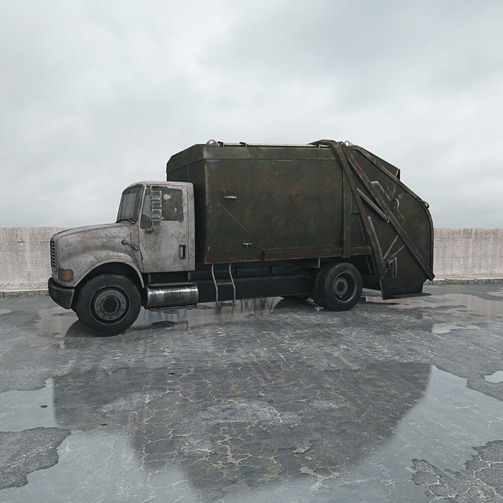 Abandoned Garbage Truck Modello 3D
