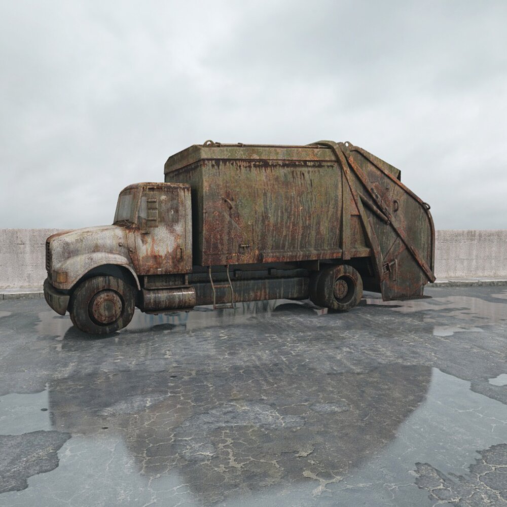 Abandoned Garbage Truck 02 3D model