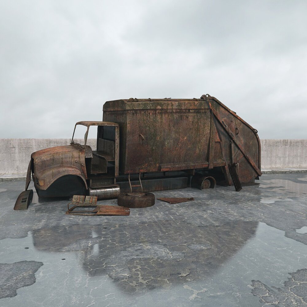 Abandoned Garbage Truck 03 3D 모델 