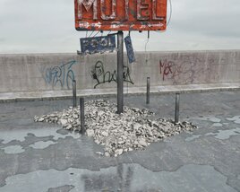 Abandoned Motel Signage Modello 3D