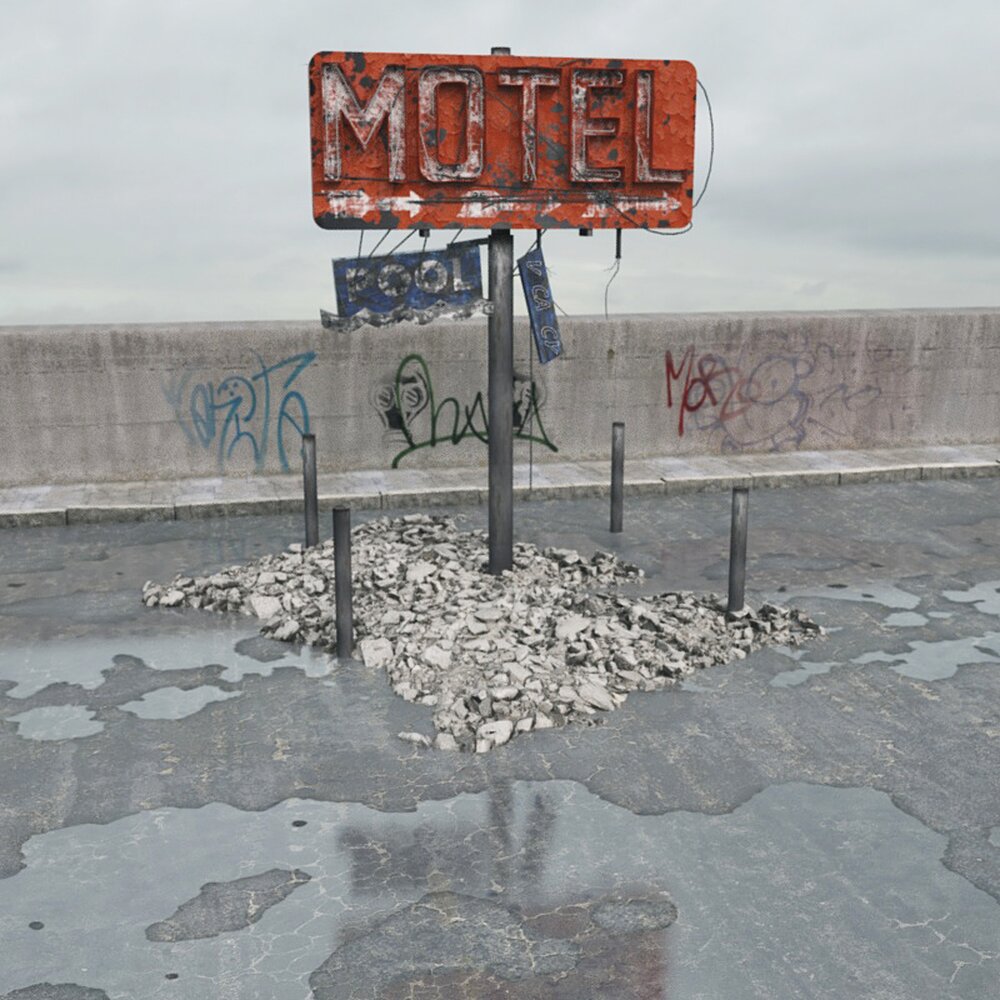 Abandoned Motel Signage 3d model