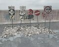 Cluster of Road Signs and Debris 3D 모델 