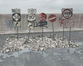 Cluster of Road Signs and Debris 3D модель