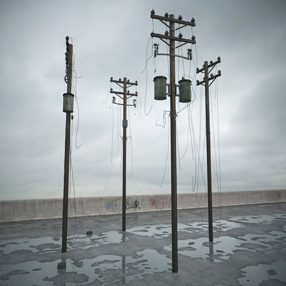 Abandoned Power Lines 3D 모델 