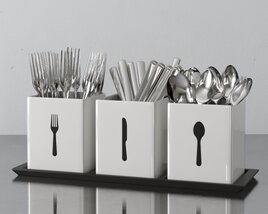 Modern Cutlery Organizer Set 3D model