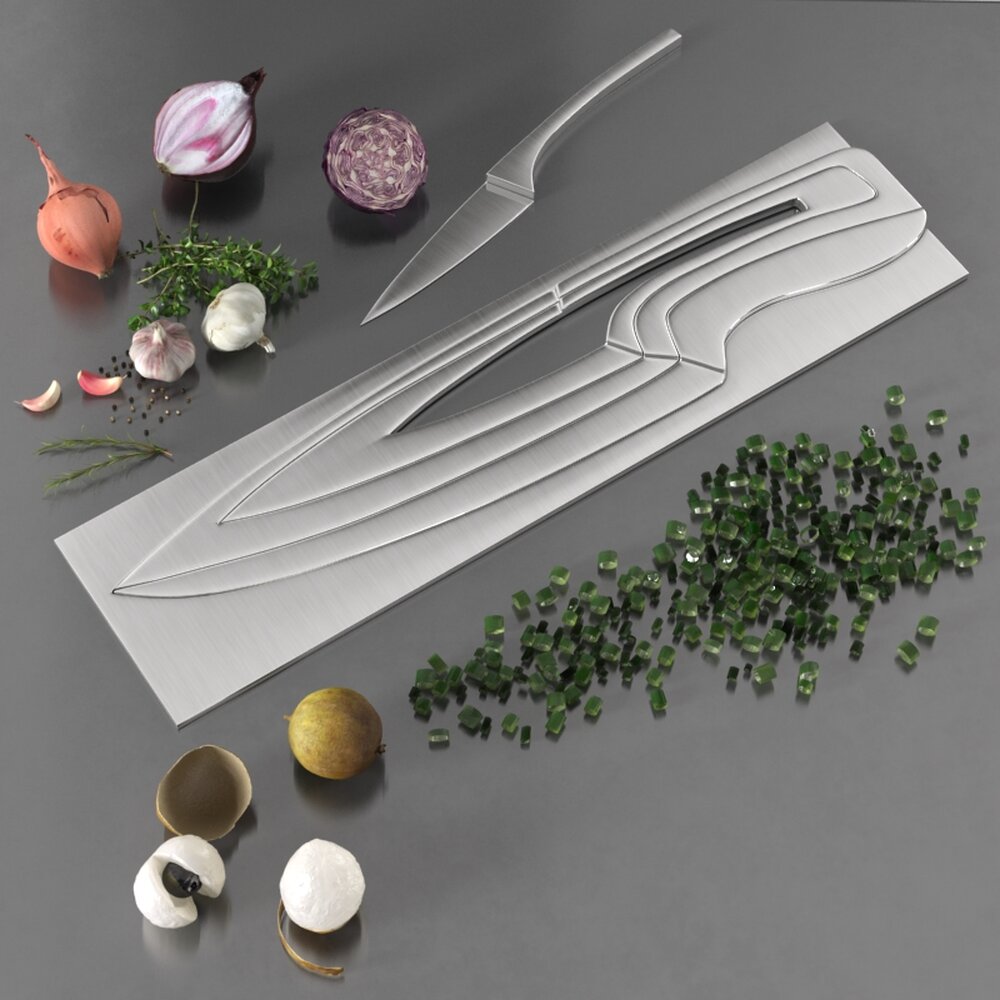 Modern Kitchen Knife Set 3D 모델 