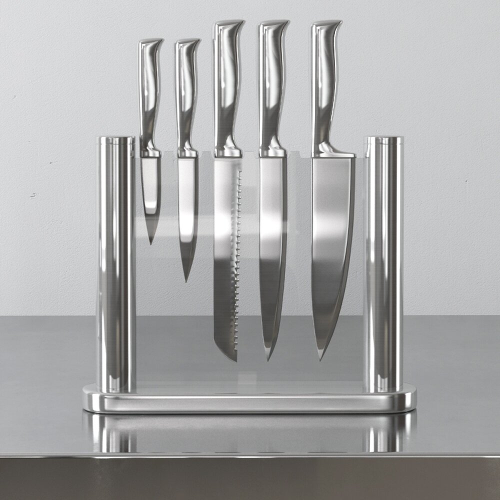 Stainless Steel Knife Set 3D 모델 