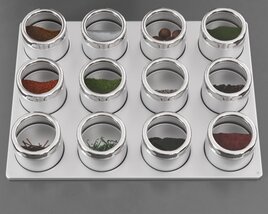 Spice Jar Set on Tray Modèle 3D
