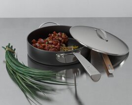 Modern Cookware Set with Fresh Ingredients 3D model