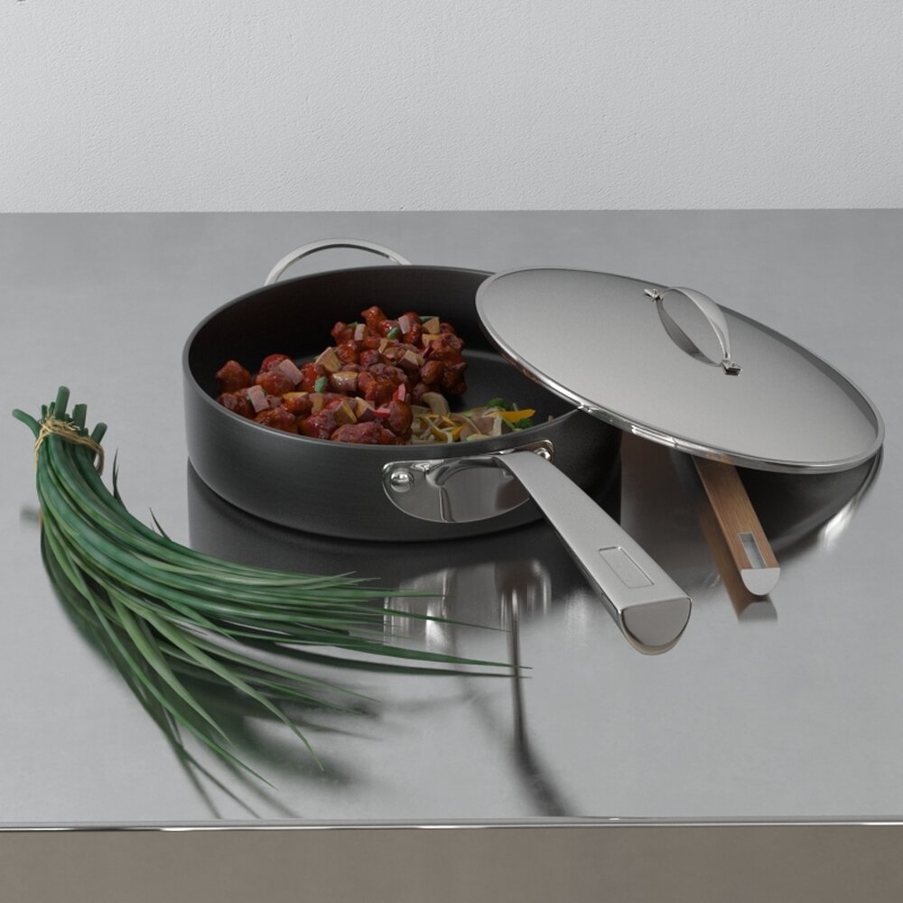 Modern Cookware Set with Fresh Ingredients 3D модель
