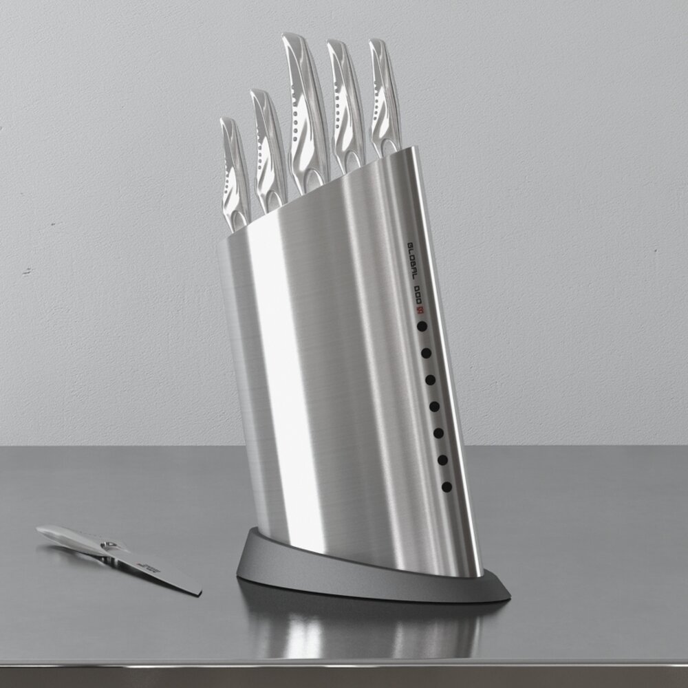 Stainless Steel Knife Set 02 3D 모델 