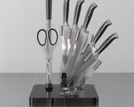 Modern Kitchen Knife Set 02 3D model