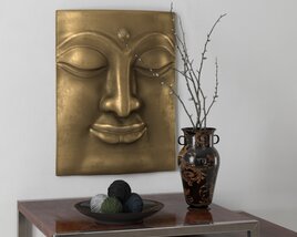Golden Buddha Face Wall Art 3D模型