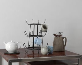 Assorted Tabletop Ceramic Teapots Display 3D model