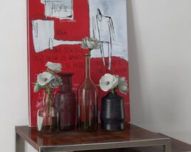 Wall Decor with Bottles and Flowers Modelo 3d
