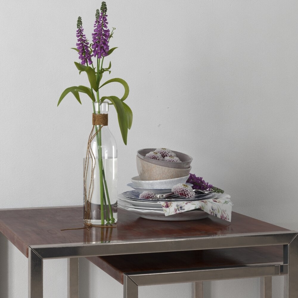 Elegant Vase with Purple Flowers Modelo 3D