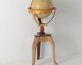 Vintage Globe on Wooden Stand 3D модель