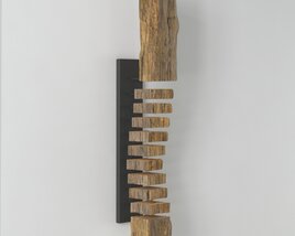 Rustic Wooden Wall-Mounted Coat Rack 3D model