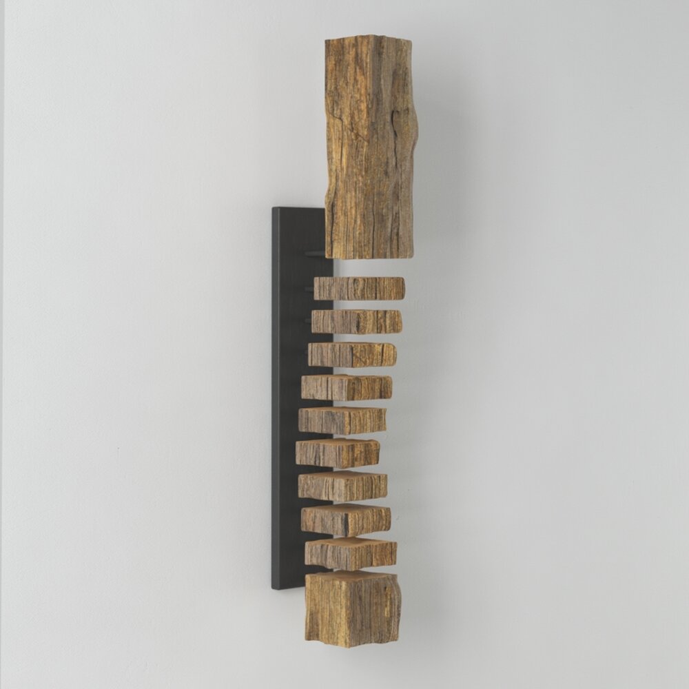 Rustic Wooden Wall-Mounted Coat Rack 3D-Modell