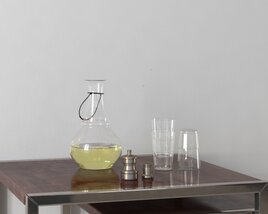 Glass Oil Lamp and Accessory Set Modello 3D