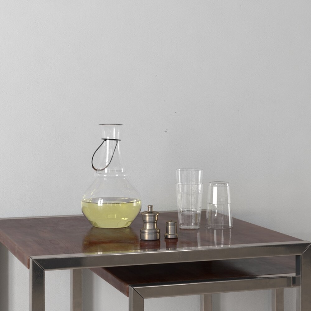 Glass Oil Lamp and Accessory Set 3D модель