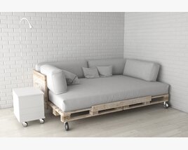 Pallet Daybed with Side Table 3D-Modell