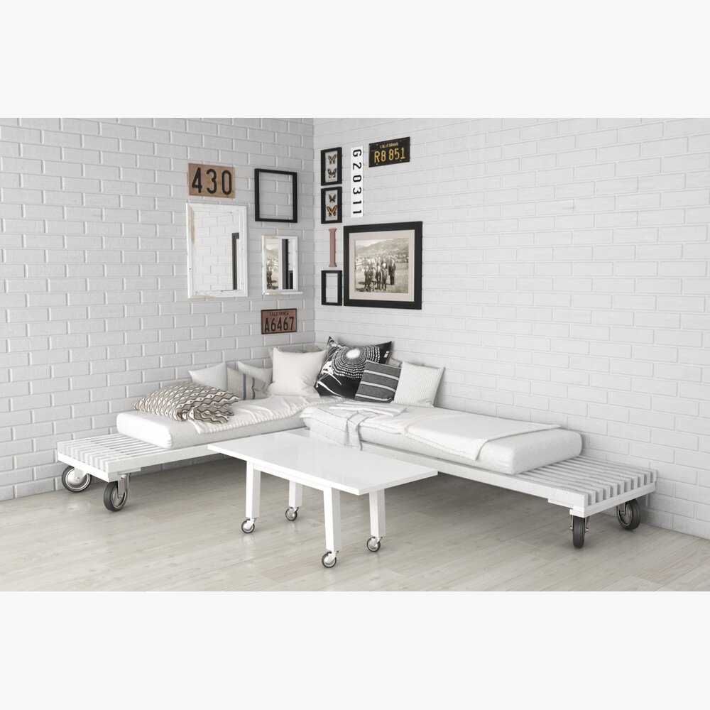 Modern White Chaise Lounge Modello 3D
