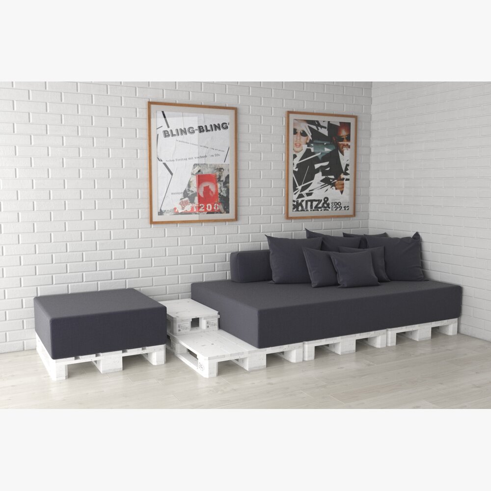 Modern Pallet Sofa 3D модель