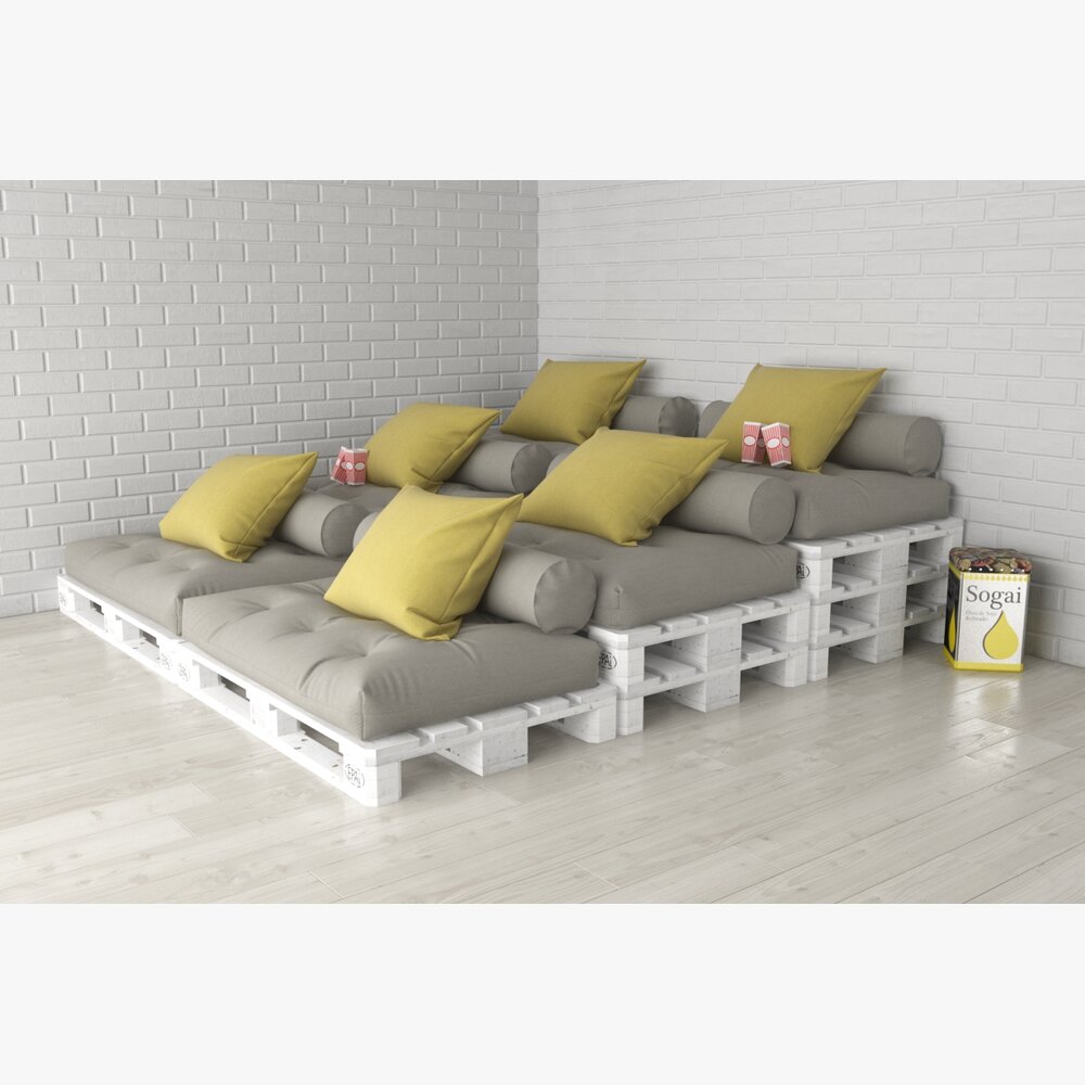 Pallet Sectional Sofa Modèle 3D