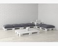 Pallet Sofa Set with Cushions 3D модель