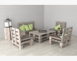 Pallet Garden Furniture Set 3D model