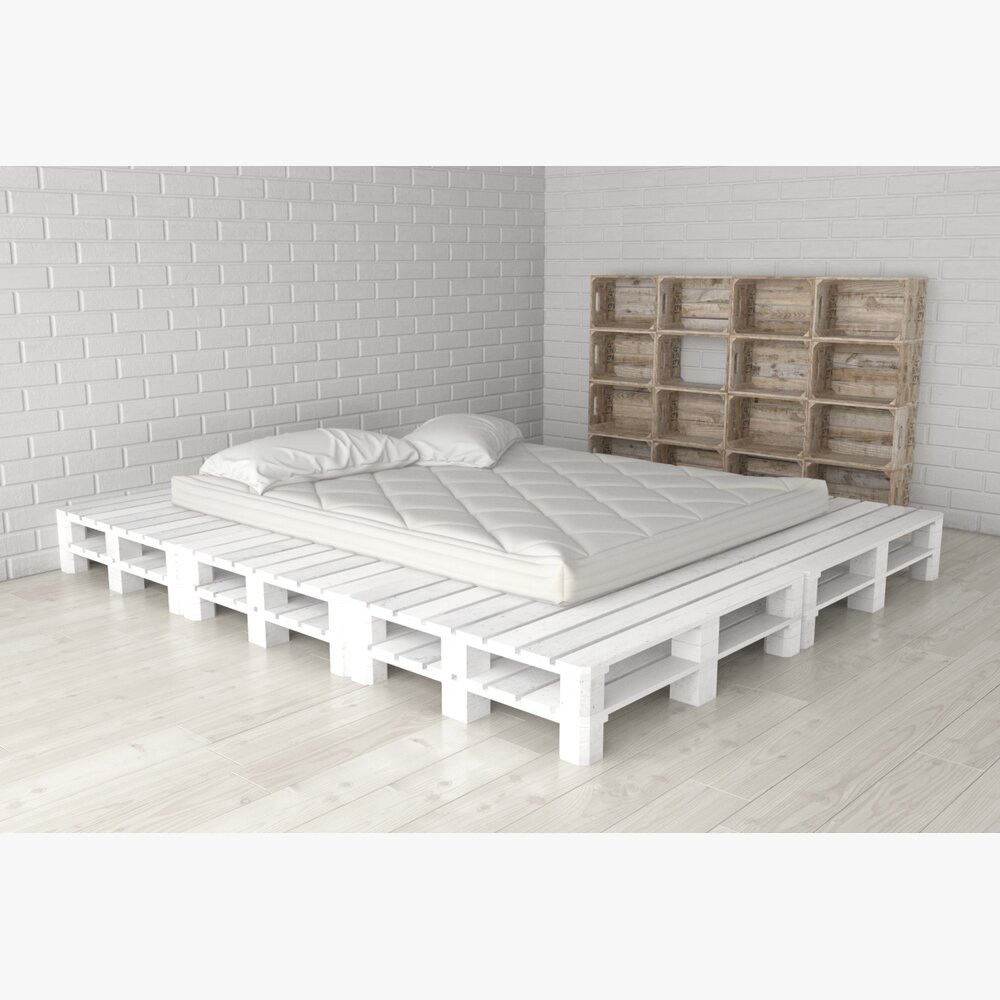 Pallet Bed Frame 3d model