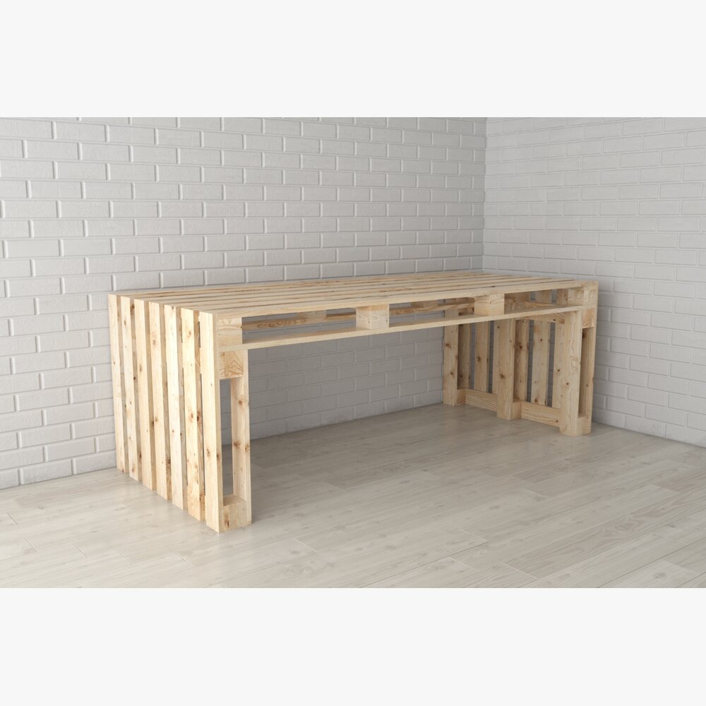 Pallet Wood Desk Modelo 3d
