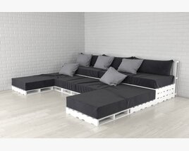 Modular Pallet Sofa Set Modello 3D